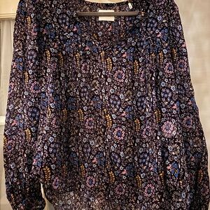 Elegant Floral Women's Blouse - Blue and Purple